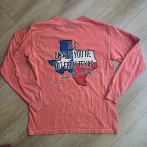 Women's Medium Texas Graphic Crew Neck Long Sleeve Salmon T-shirt VGUC
